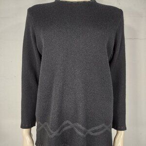 Silverdale black New Zealand Merino Wool Wavy Print Sweater ladies size 12